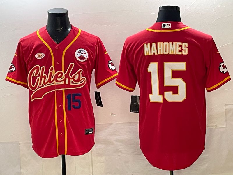 Men 2025 Nike Kansas City Chiefs #15 Mahomes Red 3th generation Joint Name Limited NFL Jersey 001